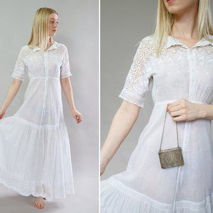 vintage 1910s white dress | edwardian day dress